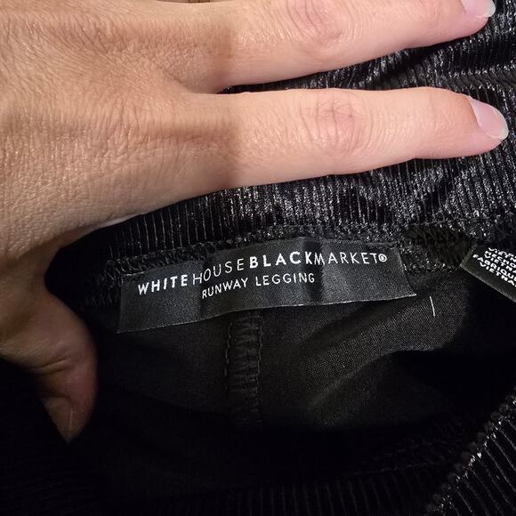 Women's WHBM Black Ribbed Velvet "Runway Legging" Pants | Size 6 - Picture 8 of 10